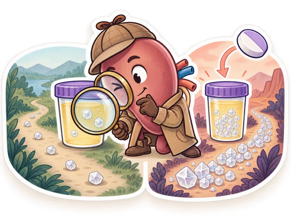 A kidney detective compares urine samples before and after a diuretic